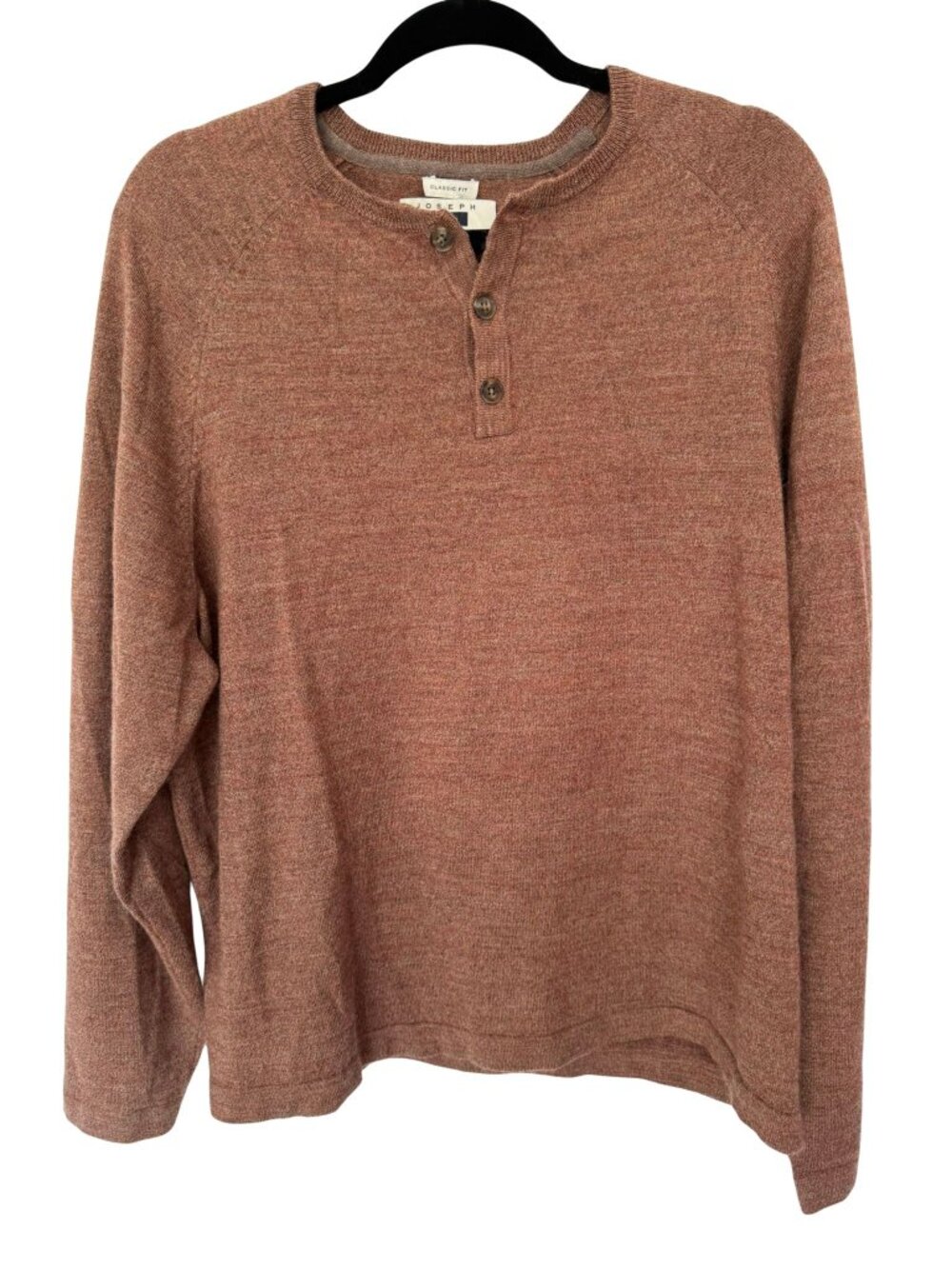 Joseph Abboud Men's Merino Wool Blend Henley Sweater Rust Brown 2X